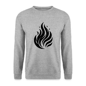 Feuer Tattoo Flammen Illustration Design - Unisex Pullover - Weißgrau meliert - Vorne - Alina (178cm) & Michal (187cm)