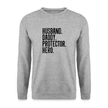 Husband daddy protector hero - Unisex Sweatshirt - salt & pepper - Front - Alina (178cm) & Michal (187cm)