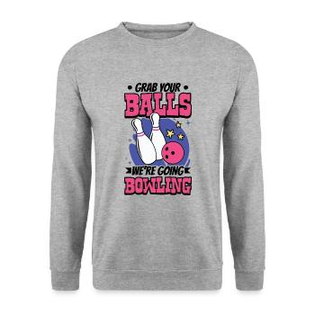 Bowling - Grab your balls we're going bowling - Unisex Sweatshirt - salt & pepper - Front - Alina (178cm) & Michal (187cm)