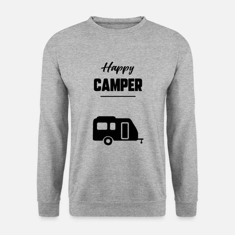 Glücklicher Camper - Unisex Pullover - Weißgrau meliert