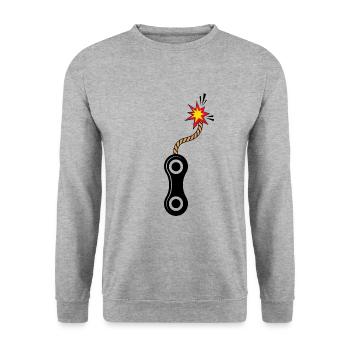 Fahrrad "exlosive bike chain" Gravelbike Radfahrer - Unisex Pullover - Weißgrau meliert - Vorne - Alina (178cm) & Michal (187cm)