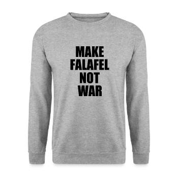 Make falafel not war - Unisex Sweatshirt - salt & pepper - Front - Alina (178cm) & Michal (187cm)