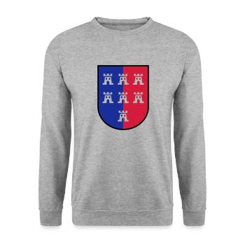 Wappen VG Siebenbürger Sachsen - Unisex Pullover - Weißgrau meliert - Vorne - Alina (178cm) & Michal (187cm)