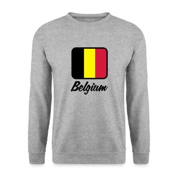 Nationalflagge von Belgien - Unisex Pullover - Weißgrau meliert - Vorne - Alina (178cm) & Michal (187cm)