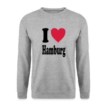 I love Hamburg - Unisex Sweatshirt - salt & pepper - Front - Alina (178cm) & Michal (187cm)