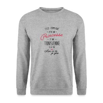 Princesse et tunisienne - Sweat-shirt Unisexe - gris chiné - Devant - Alina (178cm) & Michal (187cm)