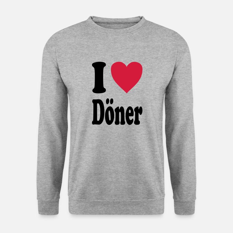 I love Döner - Unisex Pullover - Weißgrau meliert