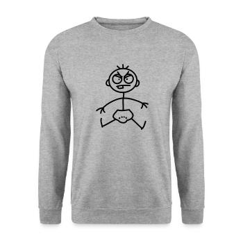 angry_baby_stick_figure_1c - Sweat-shirt Unisexe - gris chiné - Devant - Alina (178cm) & Michal (187cm)