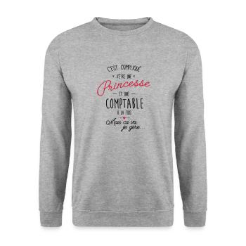 Princesse et comptable - Sweat-shirt Unisexe - gris chiné - Devant - Alina (178cm) & Michal (187cm)