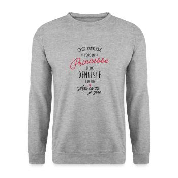 Princesse et Dentiste - Sweat-shirt Unisexe - gris chiné - Devant - Alina (178cm) & Michal (187cm)
