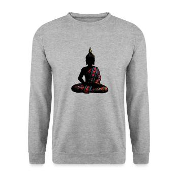 Buddha - Unisex Pullover - Weißgrau meliert - Vorne - Alina (178cm) & Michal (187cm)