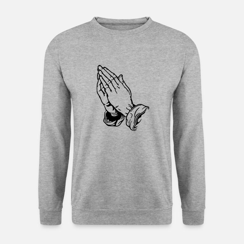 Betende Hände Praying Hands - Unisex Pullover - Weißgrau meliert