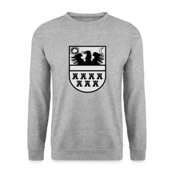 Wappen Siebenbürgen zweifarbig - Unisex Pullover - Weißgrau meliert - Vorne - Alina (178cm) & Michal (187cm)