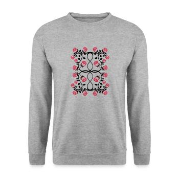 rosenranke_2col - Unisex Pullover - Weißgrau meliert - Vorne - Alina (178cm) & Michal (187cm)