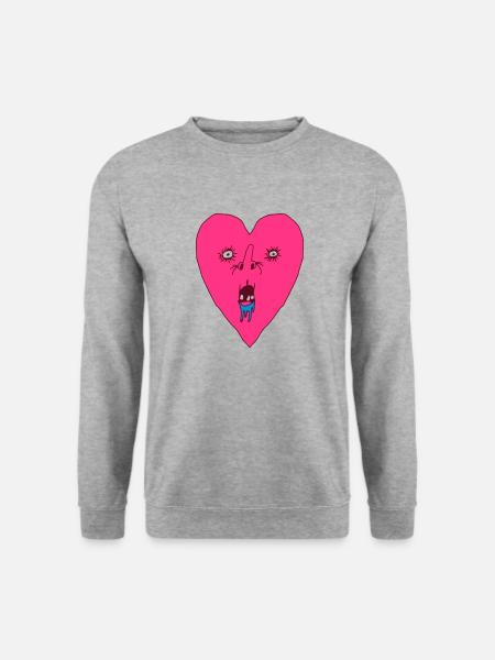 Heart Grimace - Lelijk hartgezicht - Uniseks sweater - witgrijs gemêleerd