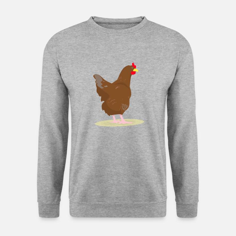 HUHN - HAHN - EIER - Unisex Pullover - Weißgrau meliert