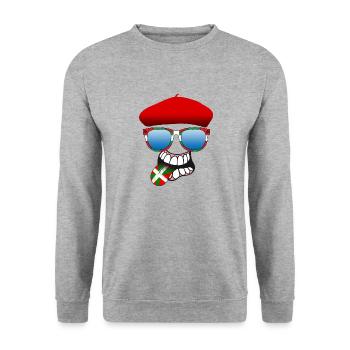 basque smiley 6 - Sweat-shirt Unisexe - gris chiné - Devant - Alina (178cm) & Michal (187cm)