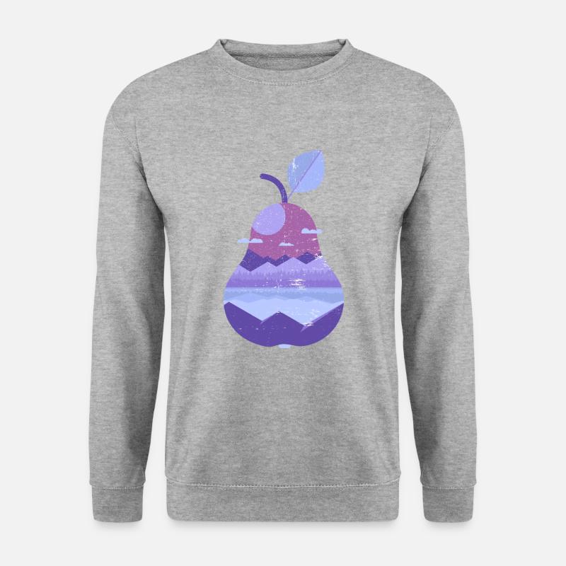 Vintage Panorama Birne - Unisex Pullover - Weißgrau meliert