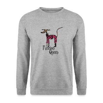 reine de la mode - Sweat-shirt Unisexe - gris chiné - Devant - Alina (178cm) & Michal (187cm)