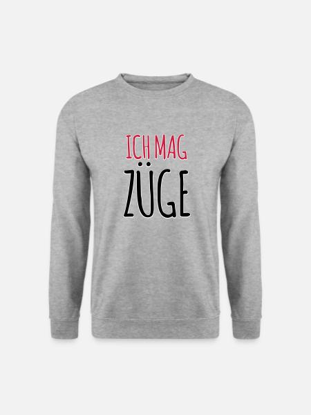 Lustiger Spruch Ich mag Züge Zugfahrer Geschenk - Unisex Pullover - Weißgrau meliert