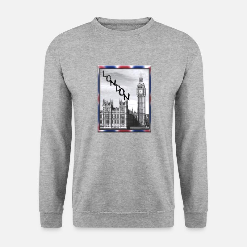 London Big Ben Union Jack - Unisex Pullover - Weißgrau meliert