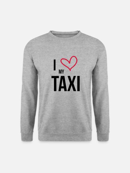 I Love my Taxi - Unisex Pullover - Weißgrau meliert