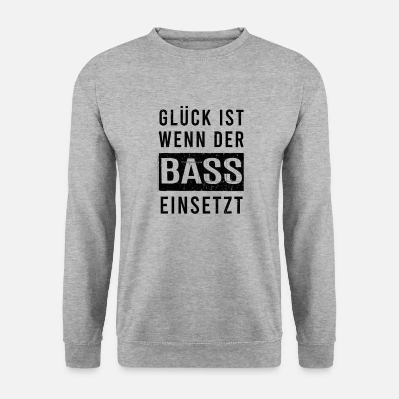 Glück ist wenn der Bass einsetzt - Unisex Pullover - Weißgrau meliert