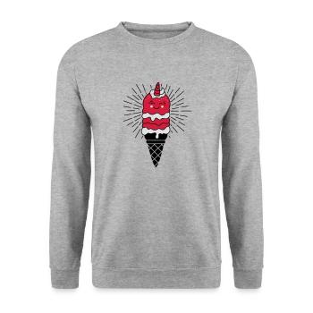 Einhorn – Unicorn – Pony – Pferd – Fee – 3C - Unisex Pullover - Weißgrau meliert - Vorne - Alina (178cm) & Michal (187cm)