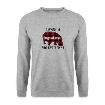 Ich will ein Nilpferd zu Weihnachten - Unisex Pullover - Weißgrau meliert - Vorne - Alina (178cm) & Michal (187cm)