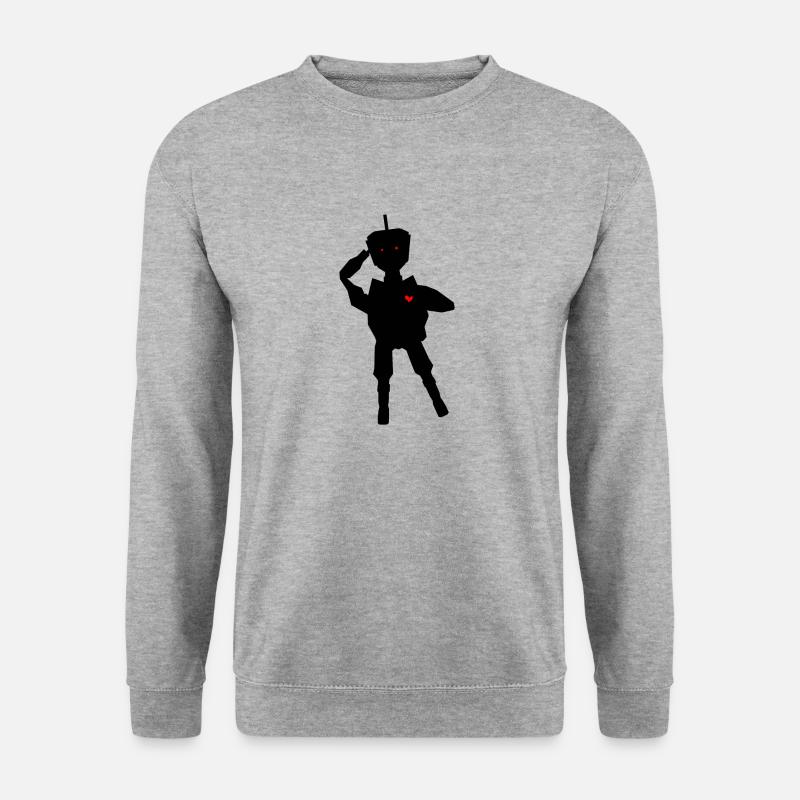 Roboter mit Herz - Unisex Pullover - Weißgrau meliert