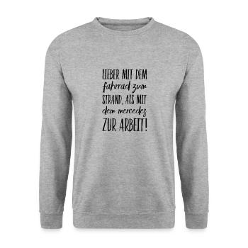 lieber mit dem Fahrrad zum Strand - Unisex Pullover - Weißgrau meliert - Vorne - Alina (178cm) & Michal (187cm)