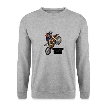 Lustiges Motocross Motorrad Enduro Geschenk - Unisex Pullover - Weißgrau meliert - Vorne - Alina (178cm) & Michal (187cm)