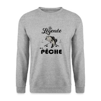 la légende de la pêche t-shirt pêcheur cadeau - Sweat-shirt Unisexe - gris chiné - Devant - Alina (178cm) & Michal (187cm)
