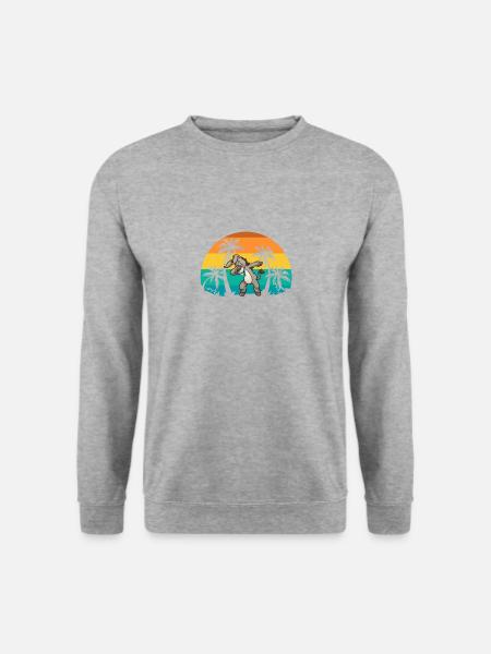 Dabbing Esel vor Palmen Urlaub Mallorca - Unisex Pullover - Weißgrau meliert