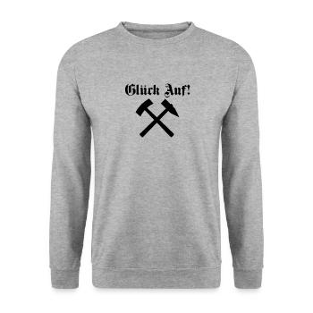 Glück Auf - Unisex Pullover - Weißgrau meliert - Vorne - Alina (178cm) & Michal (187cm)