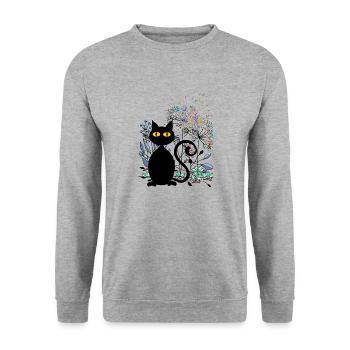 Cat - Unisex Sweatshirt - salt & pepper - Front - Alina (178cm) & Michal (187cm)
