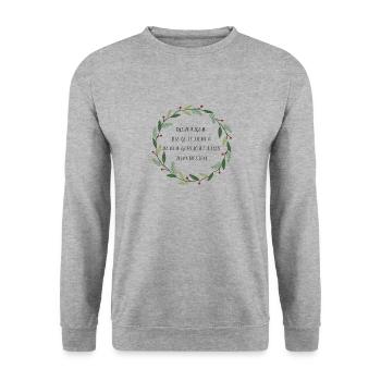 christliches Design - Gottesliebe - Unisex Pullover - Weißgrau meliert - Vorne - Alina (178cm) & Michal (187cm)
