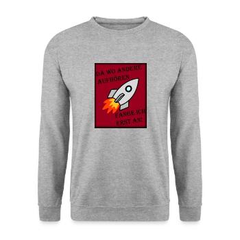 Da wo andere aufhören - Unisex Pullover - Weißgrau meliert - Vorne - Alina (178cm) & Michal (187cm)