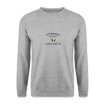 Optimismus | Sumsi mit Po - Unisex Pullover - Weißgrau meliert - Vorne - Alina (178cm) & Michal (187cm)