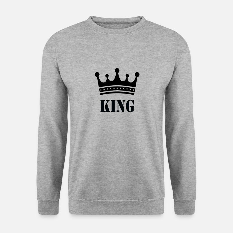 der gekrönte König - Unisex Pullover - Weißgrau meliert