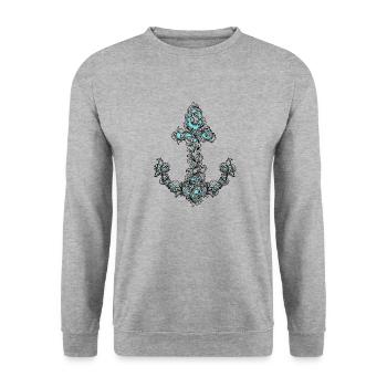 Ship anchor - Unisex Sweatshirt - salt & pepper - Front - Alina (178cm) & Michal (187cm)