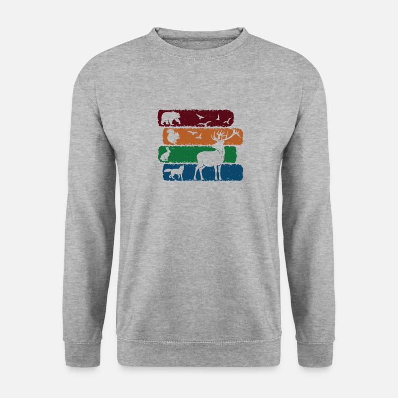 Tiere muster - Unisex Pullover - Weißgrau meliert