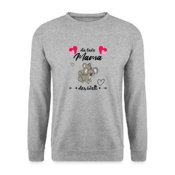 Die beste Mama der Welt - Unisex Pullover - Weißgrau meliert - Vorne - Alina (178cm) & Michal (187cm)