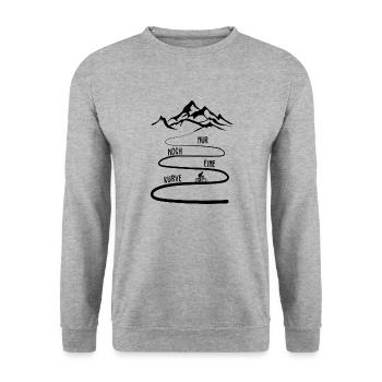 Nur noch eine kurve Sport Fahrrad Radfahrer - Unisex Pullover - Weißgrau meliert - Vorne - Alina (178cm) & Michal (187cm)