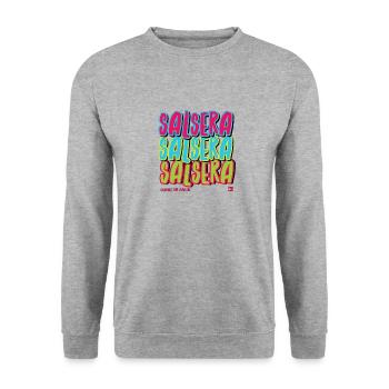 Salsera Graffiti Style #1 - Unisex Pullover - Weißgrau meliert - Vorne - Alina (178cm) & Michal (187cm)
