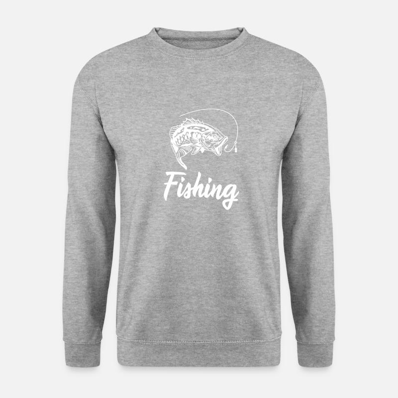 Angeln Fischen Fisch Fischer - Unisex Pullover - Weißgrau meliert