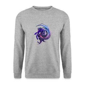 Pegasus und Sterne - Unisex Pullover - Weißgrau meliert - Vorne - Alina (178cm) & Michal (187cm)