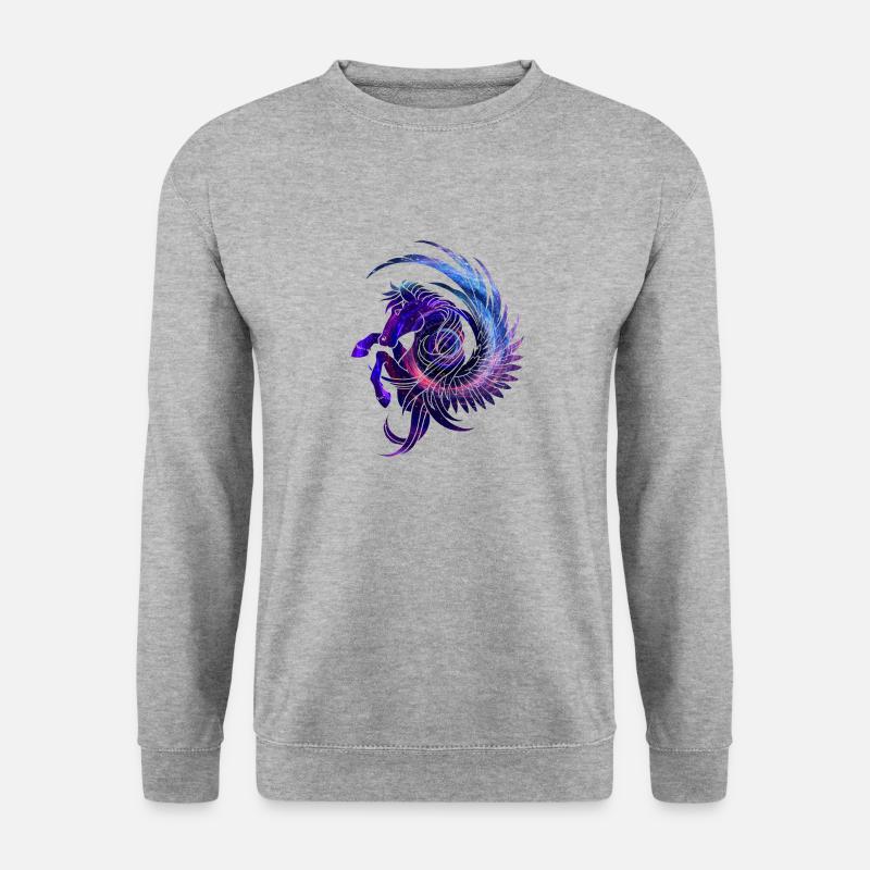 Pegasus und Sterne - Unisex Pullover - Weißgrau meliert