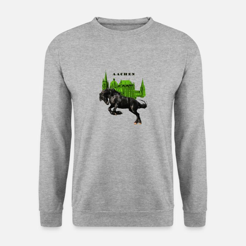 Aachen - Dom - Pferd. - Unisex Pullover - Weißgrau meliert