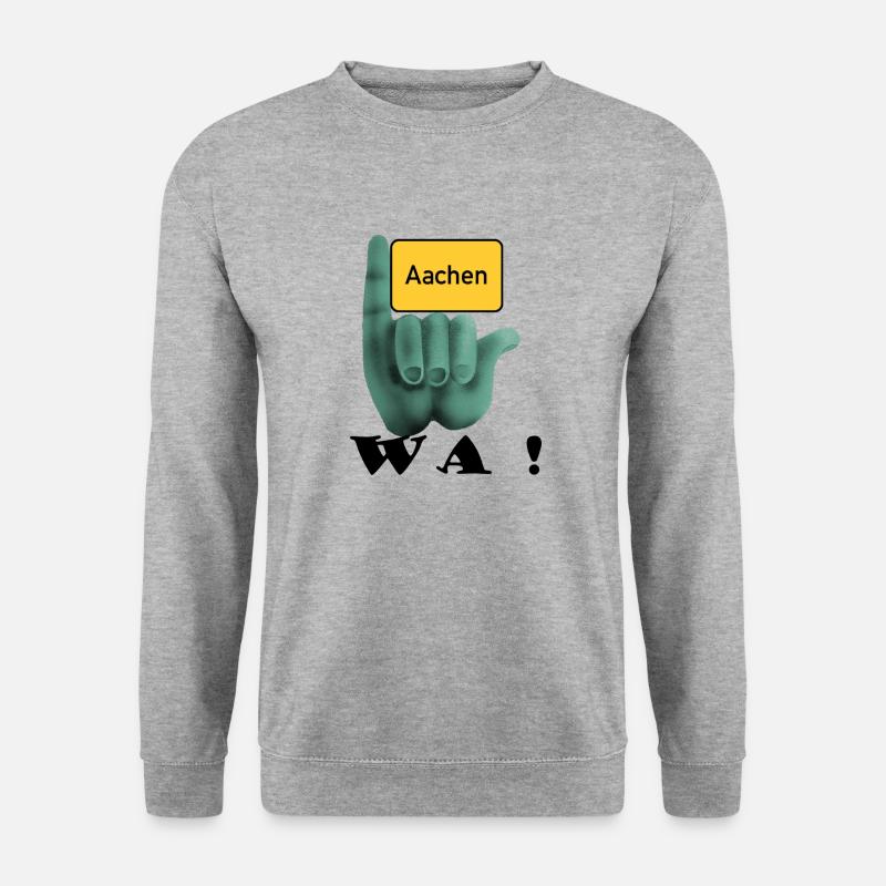 Aachen, wa ! - Ortsschild Aachen mit Klenkes - Unisex Pullover - Weißgrau meliert